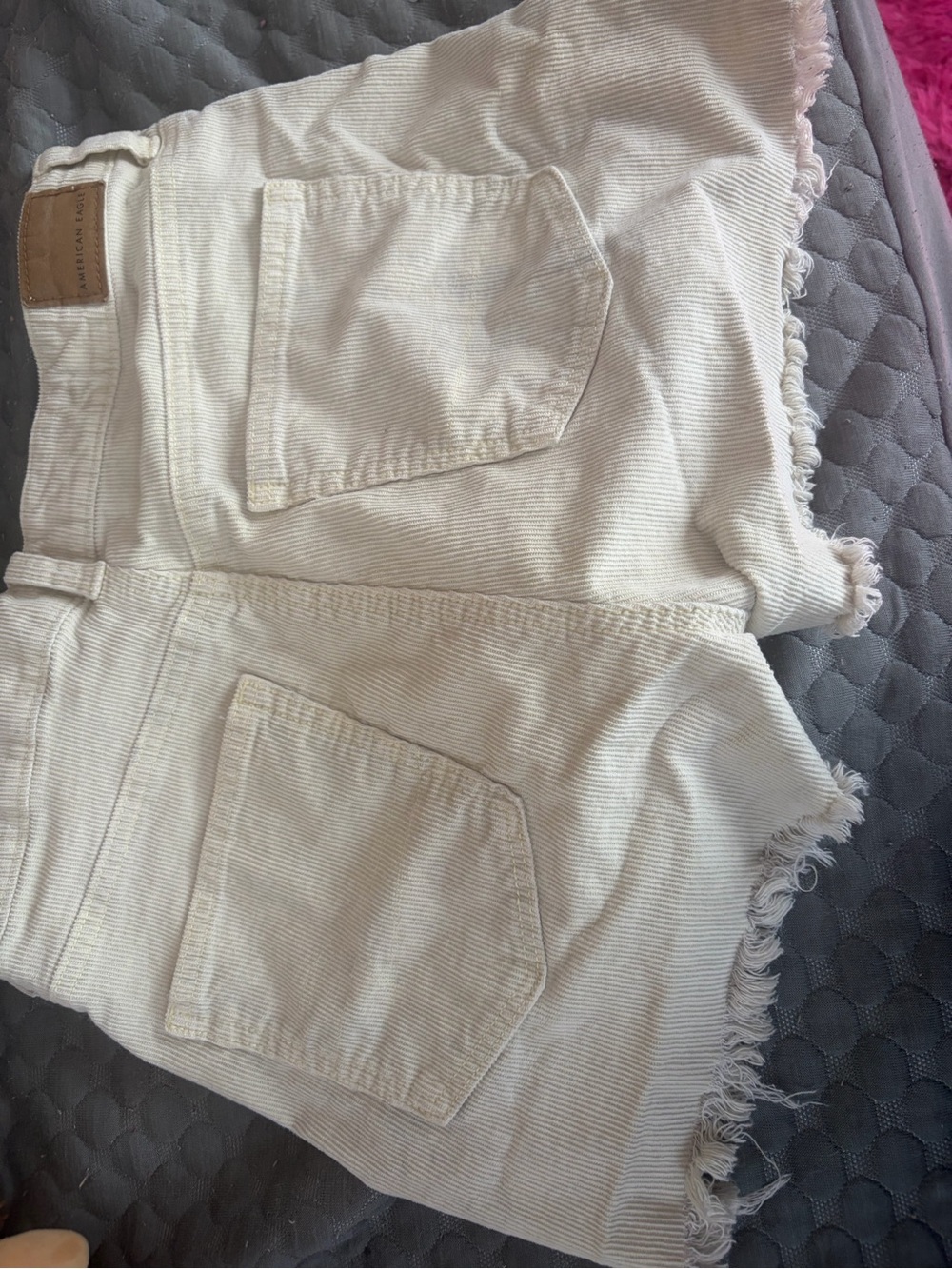 American Eagle Yellow-Cream Frayed Hem Corduroy Shorts